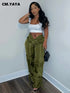 Women Pocket Side Straight Pants .